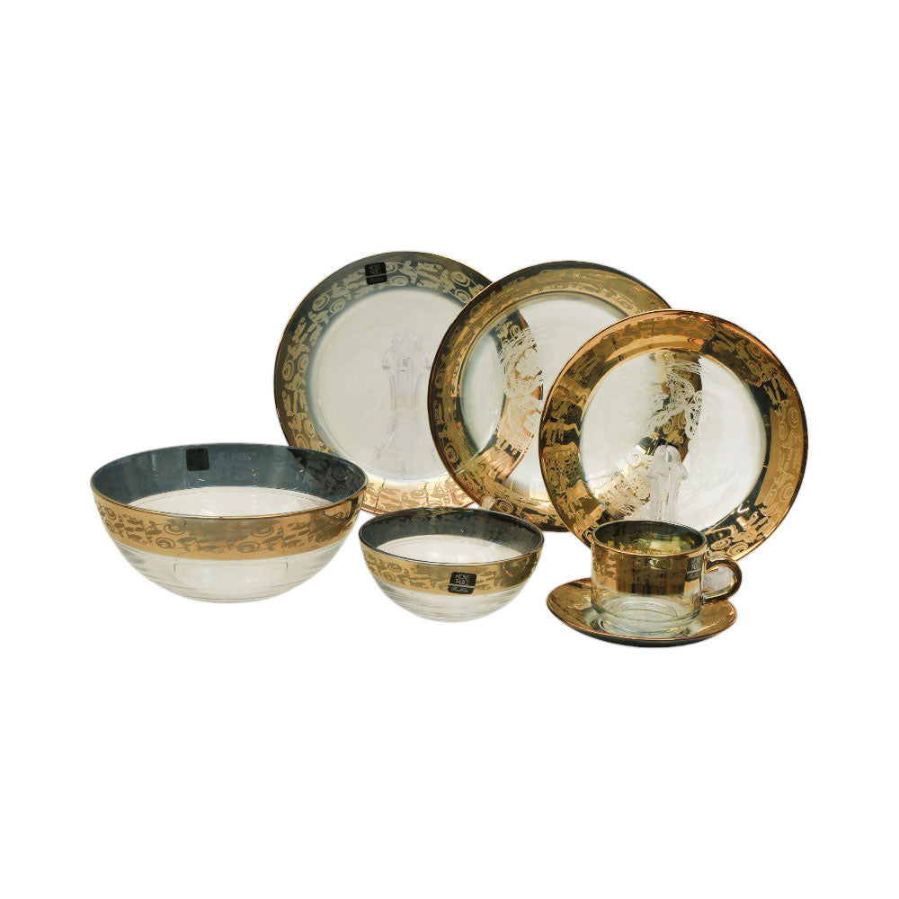 DINNER SET 38PC PSB HOME & TABLE CUTTING GOLD DSG-HGA35 Default Title - MamasJan Crockery