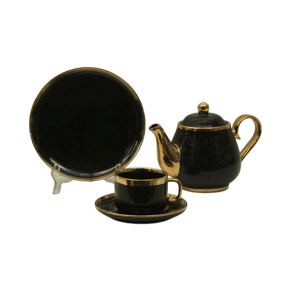 TEA SET 24PC BONE CHINA ONE MORE NO5 BLACK Default Title - MamasJan Crockery