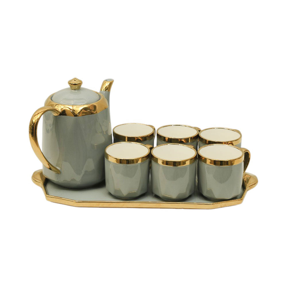 COFFEE SET 9PC CERAMIC ABC33 GREY Default Title - MamasJan Crockery