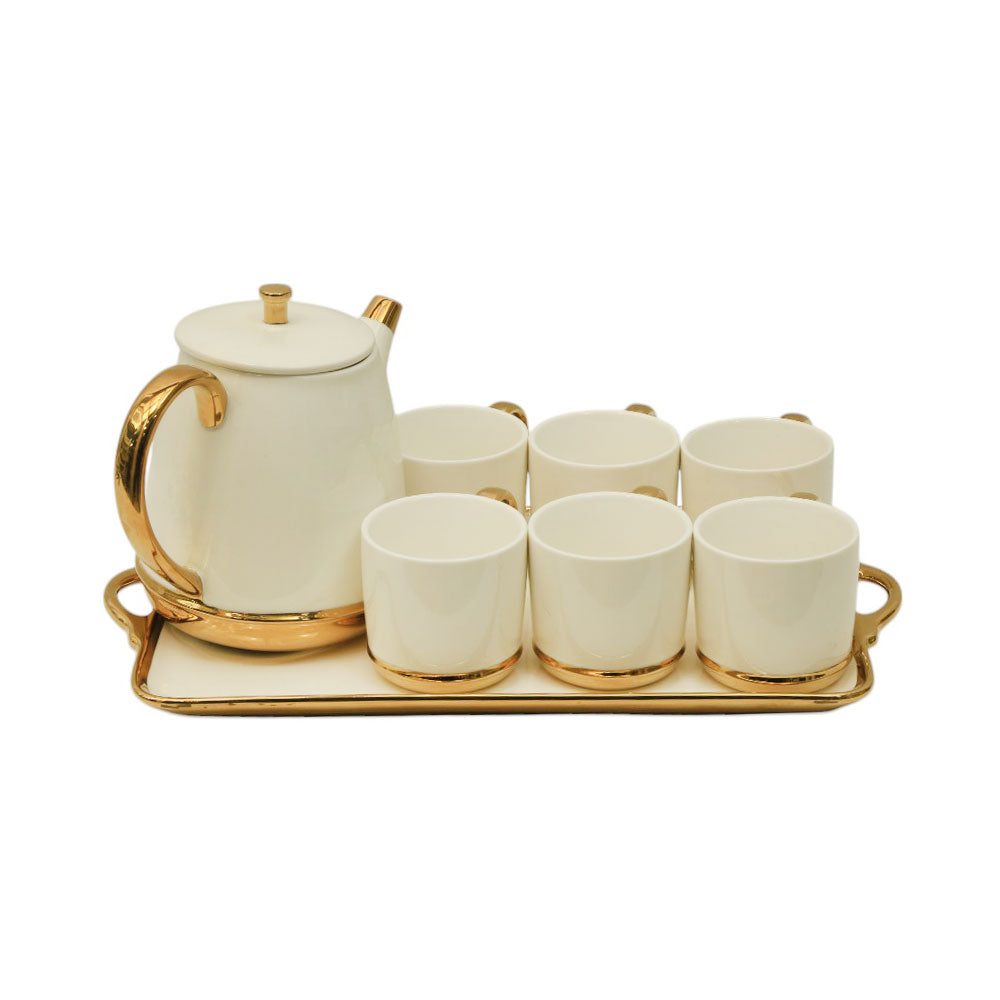 COFFEE SET 9PC CERAMIC ABC24 WHTIE Default Title - MamasJan Crockery