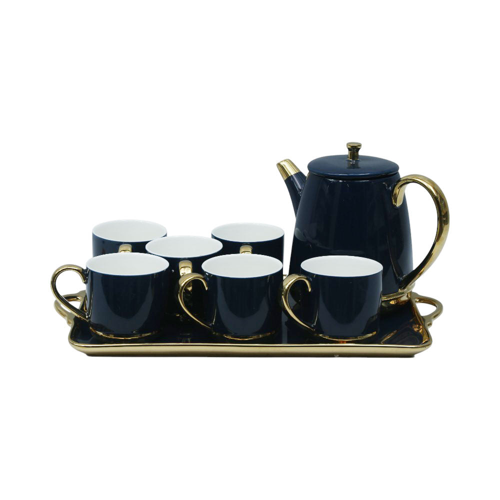 COFFEE SET 9PC CERAMIC ABC22 NAVY BLUE Default Title - MamasJan Crockery
