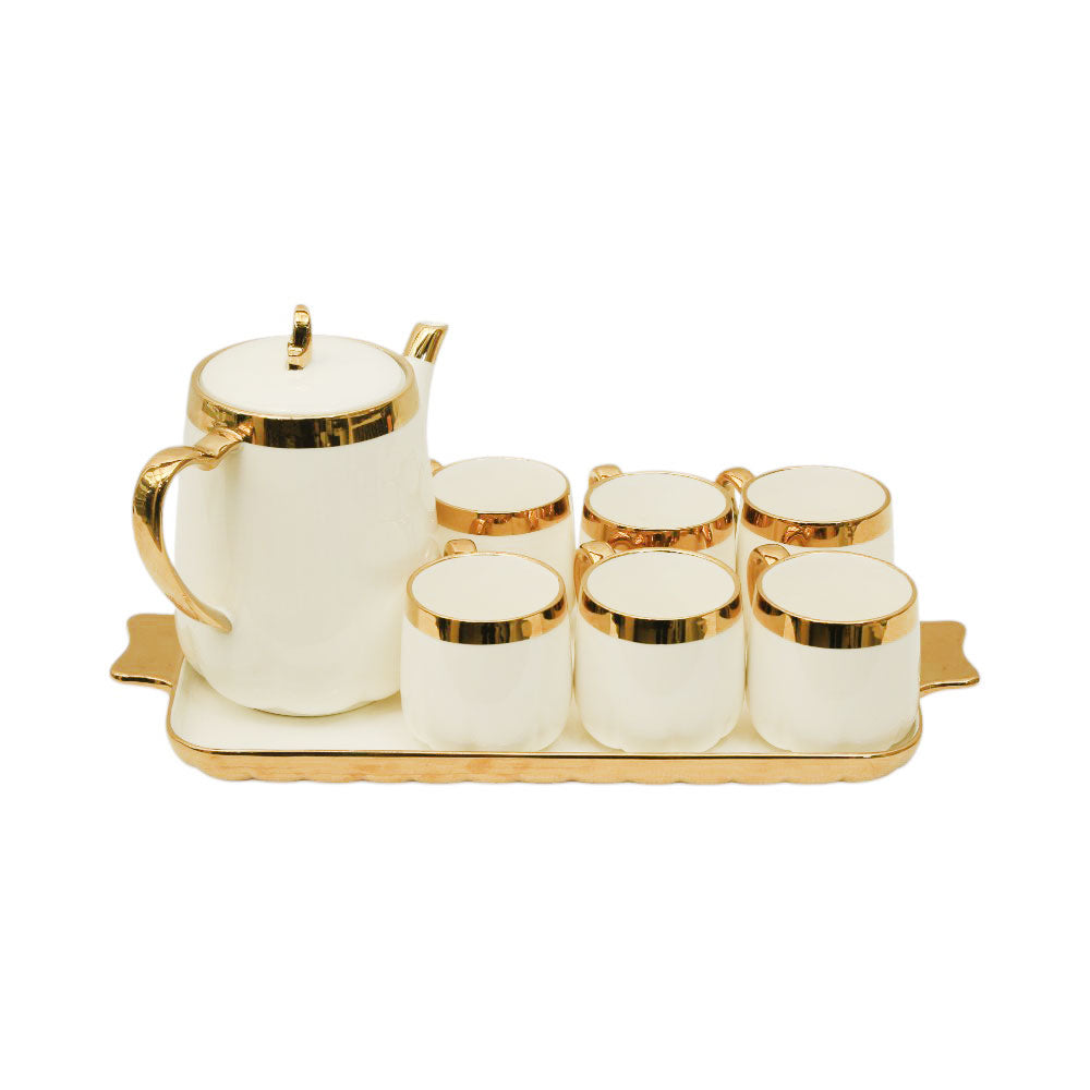 COFFEE SET 9PC CERAMIC ABC17 WHITE Default Title - MamasJan Crockery