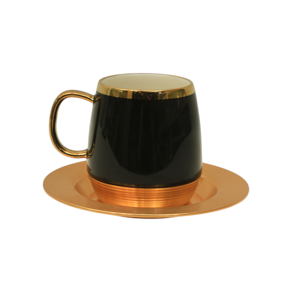 CUP & SAUCER SET 6PC PORCELAIN BLACK 5-10 MKT Default Title - MamasJan Crockery