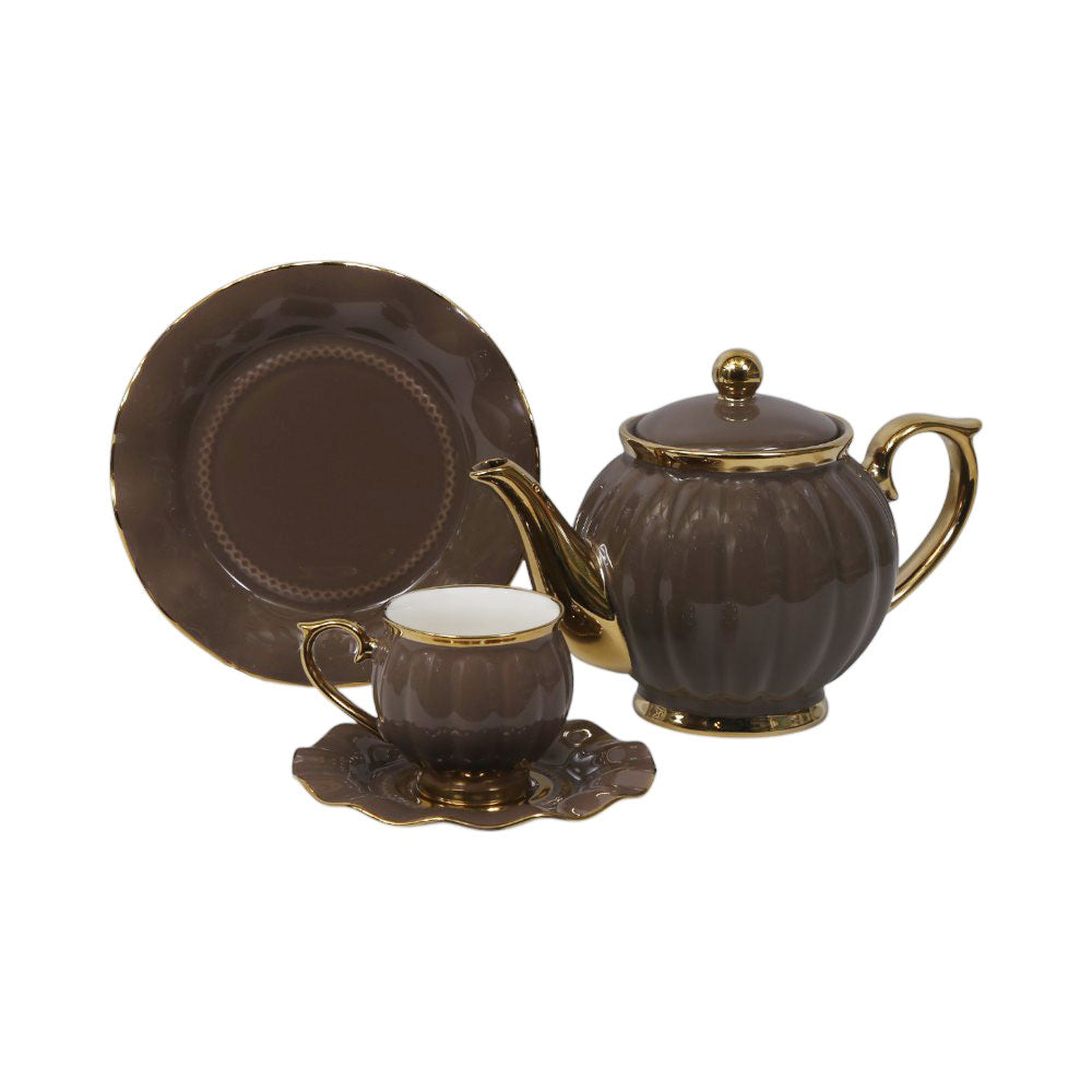 TEA SET 24PC JOHN BROS MORE & MORE W2265 BROWN AW Default Title - MamasJan Crockery