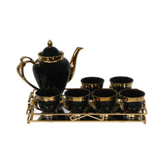 COFFEE SET 9PC CERAMIC YLG-6400-8P BLACK Default Title - MamasJan Crockery