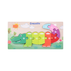WOODEN PUZZLE BOARD COLORFUL 123 CROCODILE Z.B Default Title - MamasJan Toys