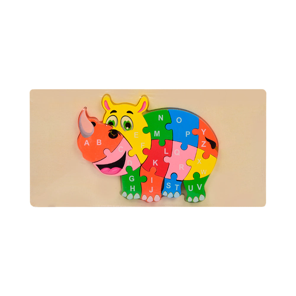 WOODEN PUZZLE BOARD ABC RHINO Z.B Default Title - MamasJan Toys