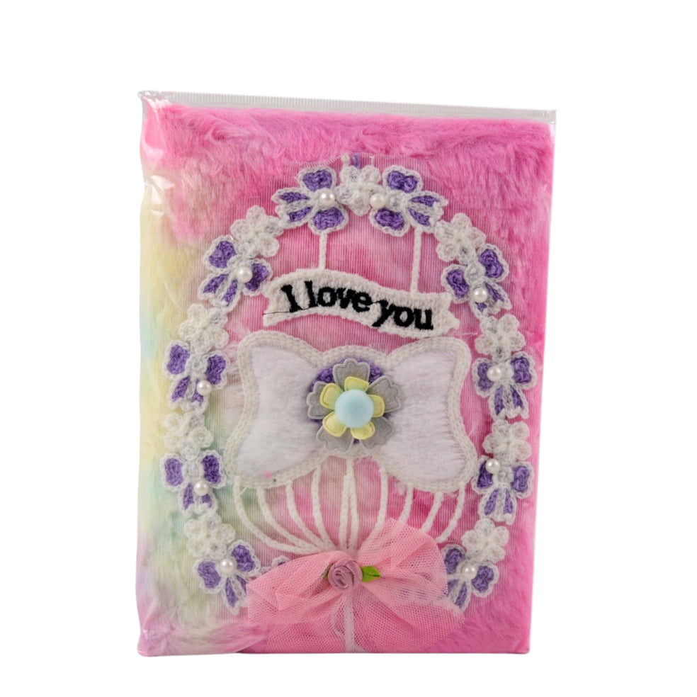 12-178 NOTE BOOK FURR HEART & FLOWER Default Title - MamasJan Toys