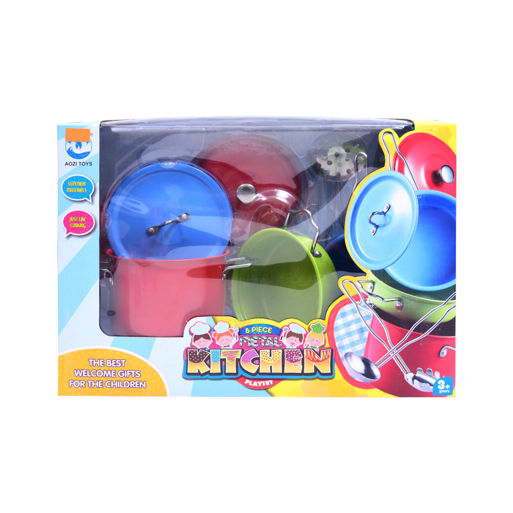 1818-9 METAL KITCHEN SET 8PCS Default Title - MamasJan Toys