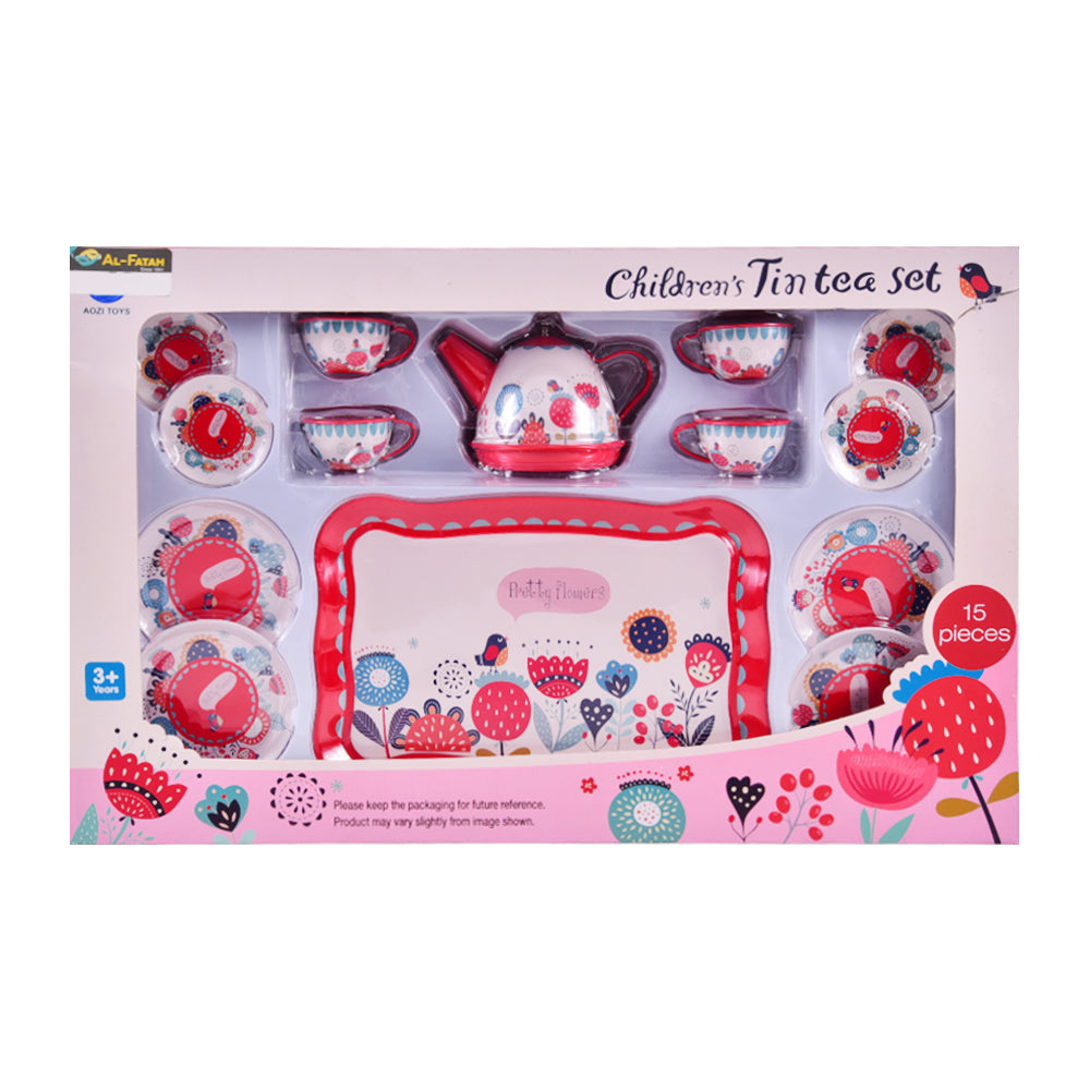 998-10 FLOWER TEA SET RED 15PCS Default Title - MamasJan Toys