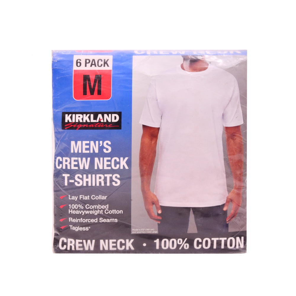 KIRKLAND MENS R.NECK UNDER SHIRT P-6 7771901 WHT M (IR) Default Title - MamasJan mens wear