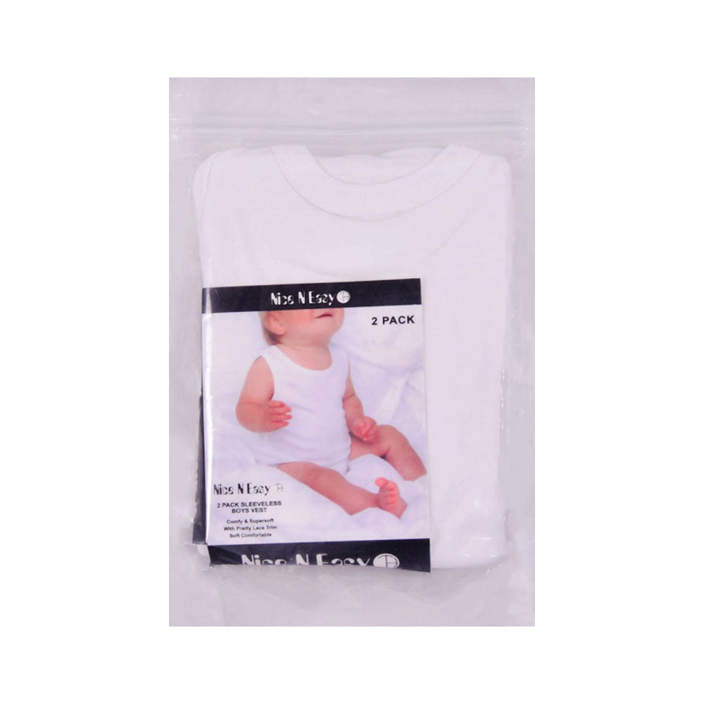 BOYS S/L VEST 2PC PACK NICE & EASY MZS-24 6-9M 009 Default Title - MamasJan KidsWear