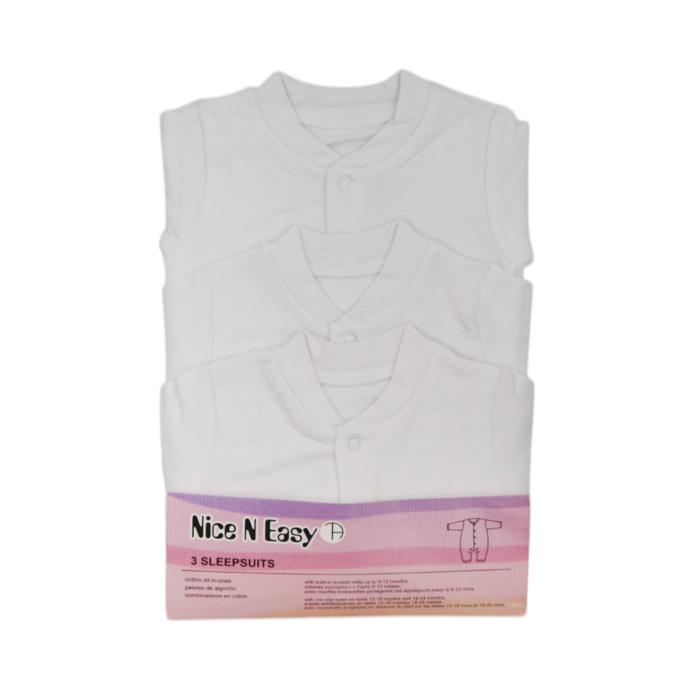 BOYS L/S 3PC SLEEP SUIT W/O SOCKS WHITE N&E MZS-24 N.B HC-02 Default Title - MamasJan KidsWear