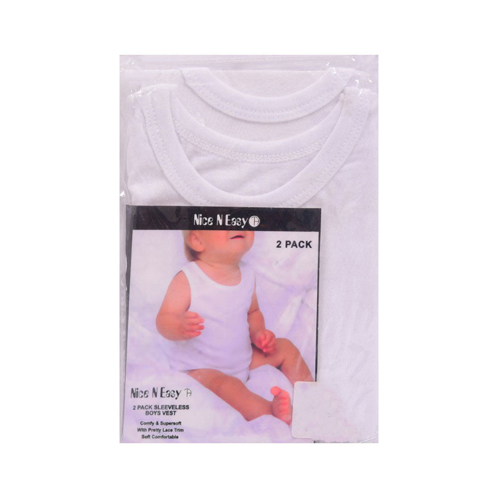 BOYS S/L VEST 2PC PACK NICE & EASY MZS-24 3-6M HC009 Default Title - MamasJan KidsWear