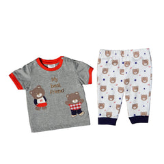BOYS S/S 2 PCS PACK PAJAMA SUIT 3-6 M MZS-24 2175 Default Title - MamasJan KidsWear