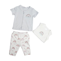 BOYS S/S 3 PCS PACK PAJAMA SUIT 0-3 M MZS-24 2495 Default Title - MamasJan KidsWear