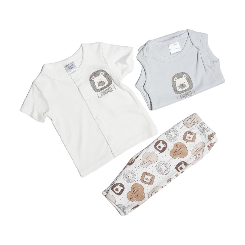 BOYS S/S 3 PCS PACK PAJAMA SUIT 6-9 M MZS-24 2495 Default Title - MamasJan KidsWear