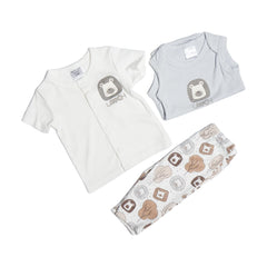 BOYS S/S 3 PCS PACK PAJAMA SUIT 6-9 M MZS-24 2495 Default Title - MamasJan KidsWear