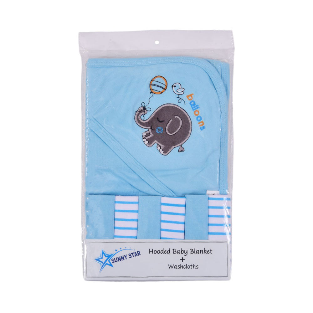 BABY WRAPPING SHEET HOODED W 6PC FACE TOWEL MZS-24 Default Title - MamasJan KidsWear