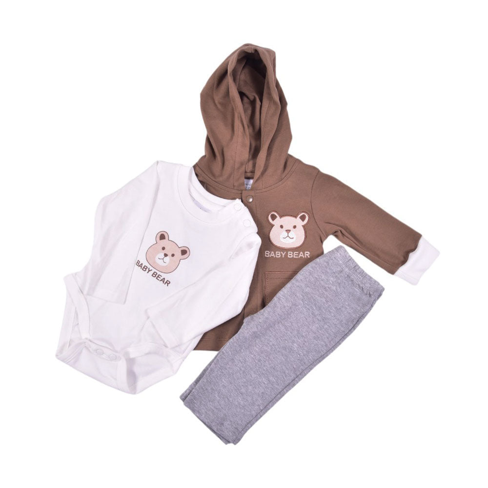 BOYS L/S 3PC PAJAMA SUIT HOODED MZW-24 N.B 239-015 THAI Default Title - MamasJan KidsWear