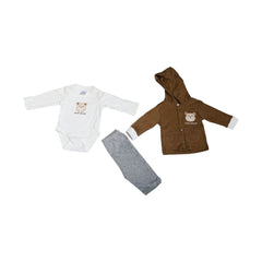 BOYS L/S 3PC PAJAMA SUIT HOODED MZW-24 0-3M 239-015 THAI Default Title - MamasJan KidsWear