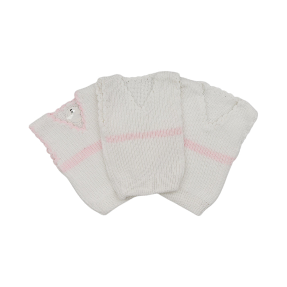 BABY WOOLEN VEST V-NECK SPECIAL WHITE MEDIUM MZW-24 Default Title - MamasJan KidsWear