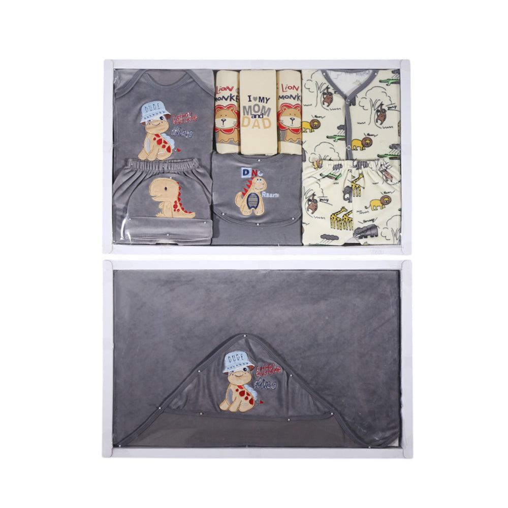 BABY GIFT SET 10PC LITTLE DINO D-GREY MZW-24 03 Default Title - MamasJan KidsWear