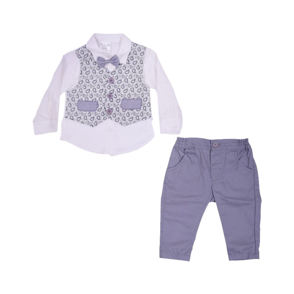 BOYS L/S 3PC PANT SHIRT SUIT MZW-24 3-6M 249-0015A Default Title - MamasJan KidsWear