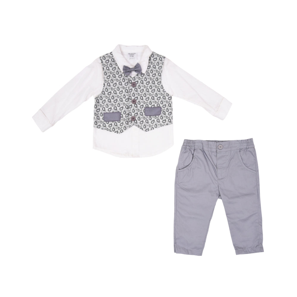 BOYS L/S 3PC PANT SHIRT SUIT MZW-24 9-12M 249-0015A Default Title - MamasJan KidsWear