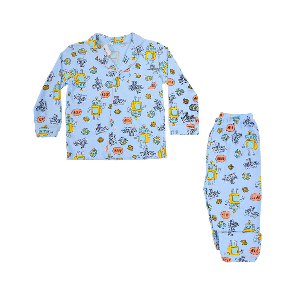 BOYS L/S 2PC SLEEPING SUIT F/O MZW-24 4-5 YEAR NO15 Default Title - MamasJan KidsWear