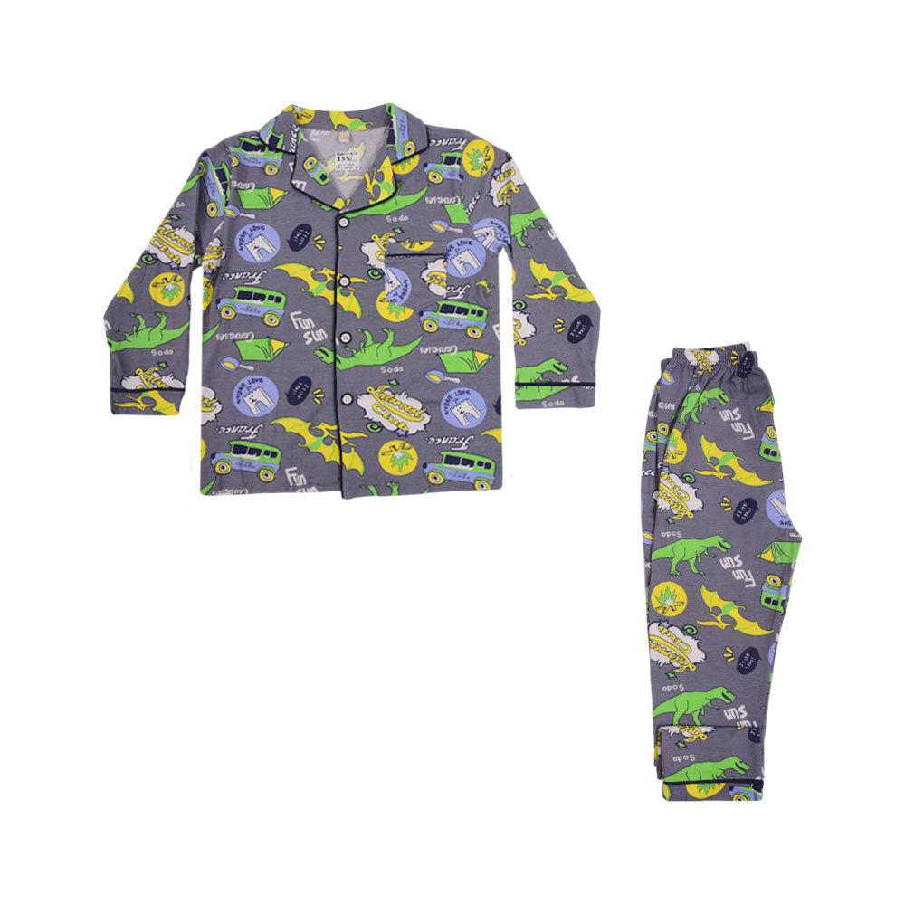 BOYS L/S 2PC SLEEPING SUIT F/O MZW-24 7-8 YEAR NO25 Default Title - MamasJan KidsWear