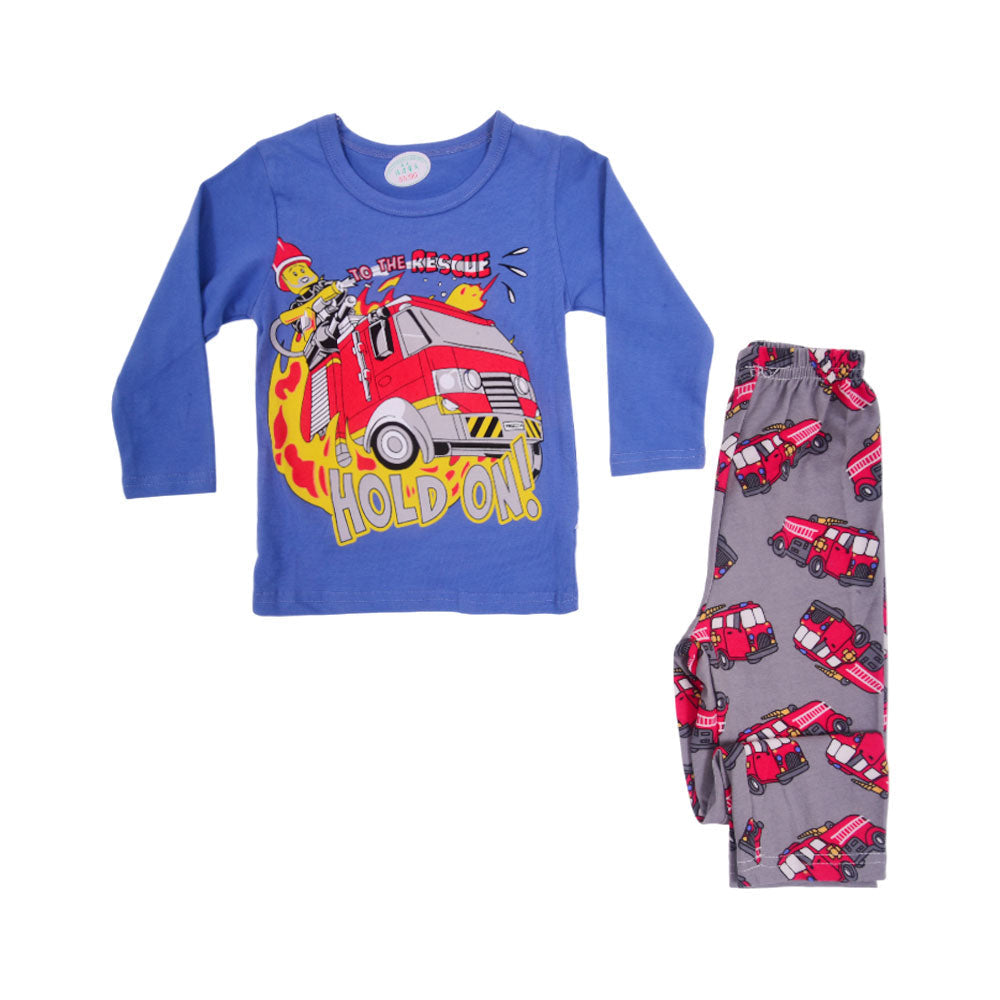 BOYS L/S 2PC SLEEPING SUIT CHR MZW-24 9-12M N-24 Default Title - MamasJan KidsWear