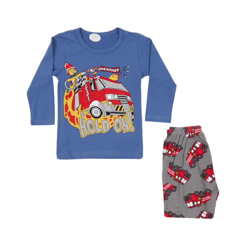BOYS L/S 2PC SLEEPING SUIT CHR MZW-24 12-18M N-24 Default Title - MamasJan KidsWear