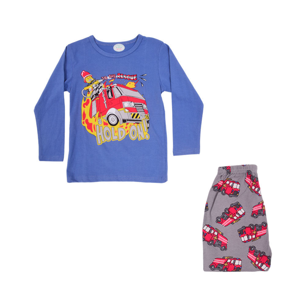 BOYS L/S 2PC SLEEPING SUIT CHR MZW-24 3-4 YEAR N-24 Default Title - MamasJan KidsWear