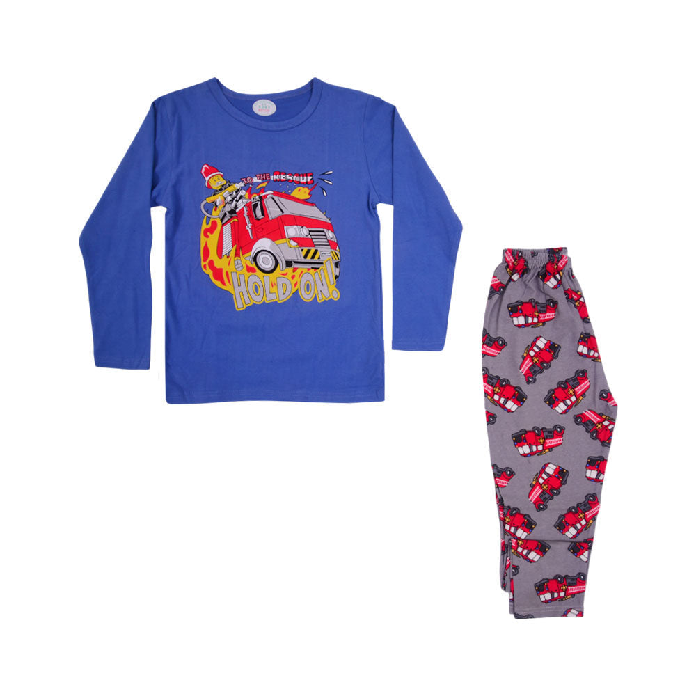 BOYS L/S 2PC SLEEPING SUIT CHR MZW-24 5-6 YEAR N-24 Default Title - MamasJan KidsWear