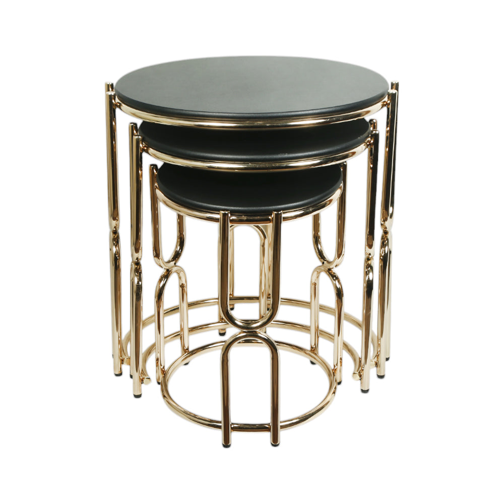 TABLE ROUND U BLACK 3 PCS SET Default Title - MamasJan Household