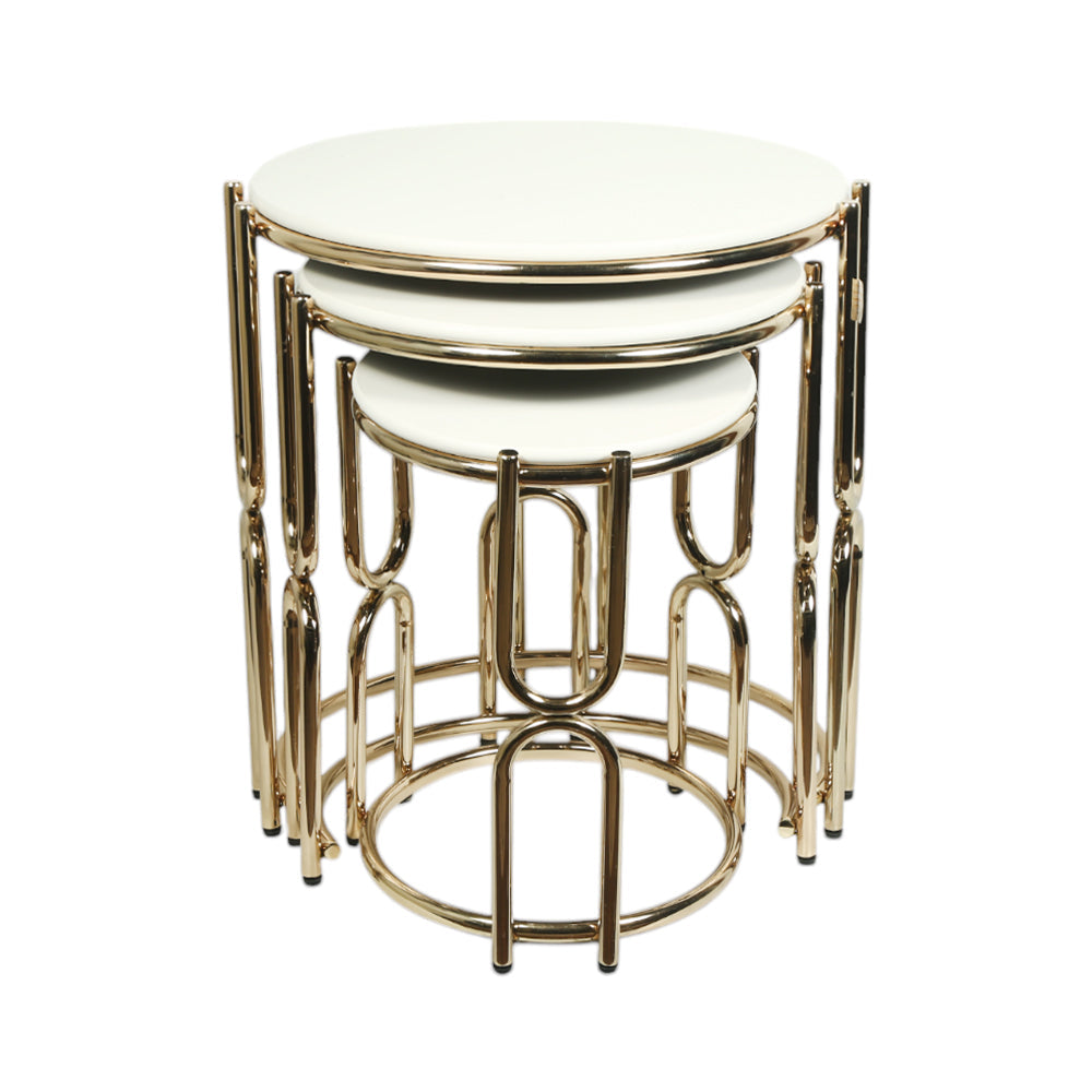 TABLE ROUND U WHITE 3 PCS SET Default Title - MamasJan Household