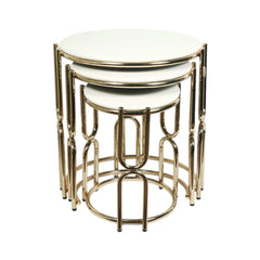 TABLE ROUND U WHITE 3 PCS SET Default Title - MamasJan Household