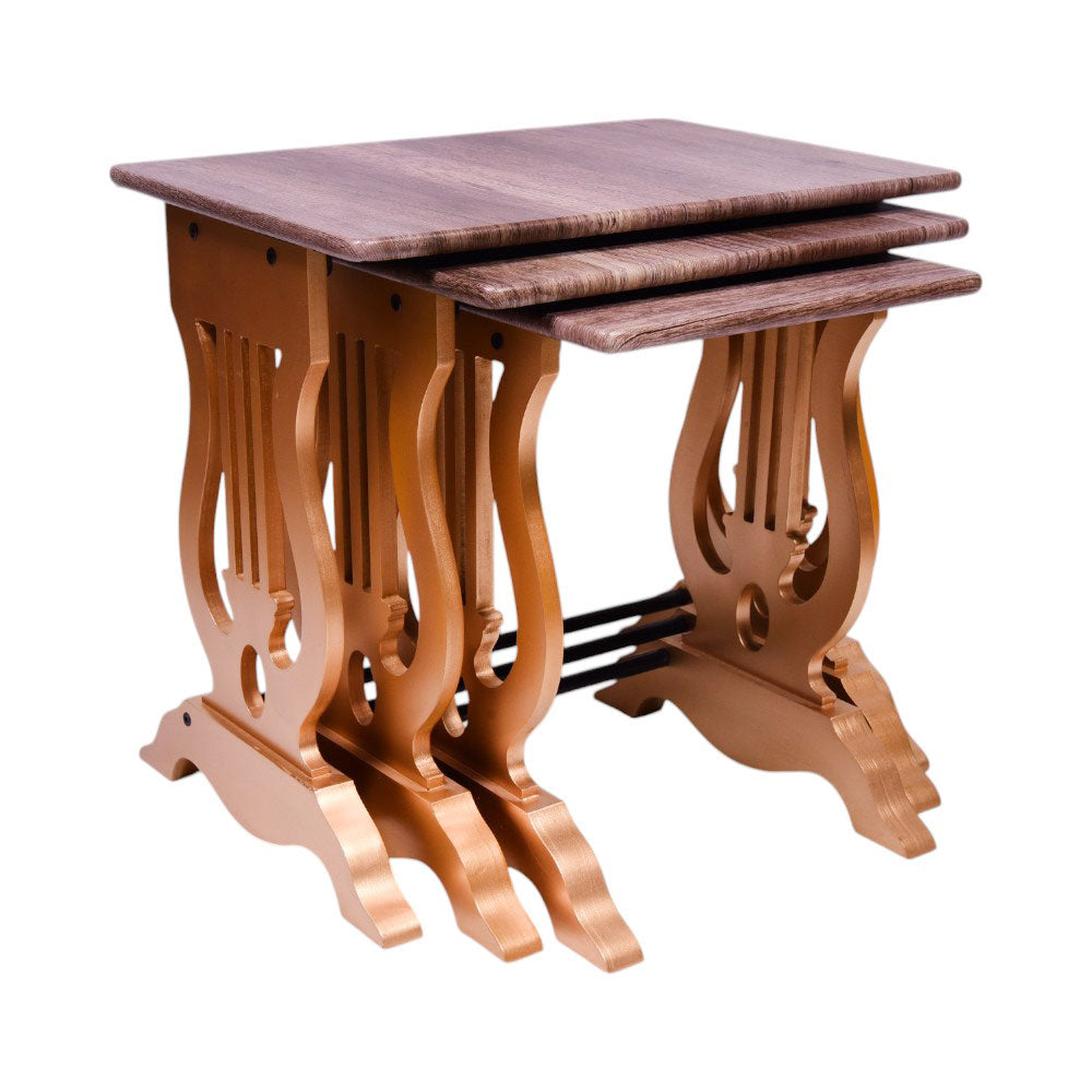 TABLE SET 3PC KHAKI GREY GOLDEN Default Title - MamasJan Household