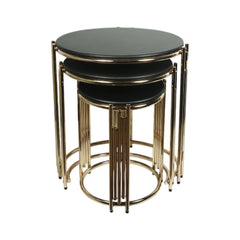 TABLE ROUND PANJA BLACK 3 PCS SET Default Title - MamasJan Household