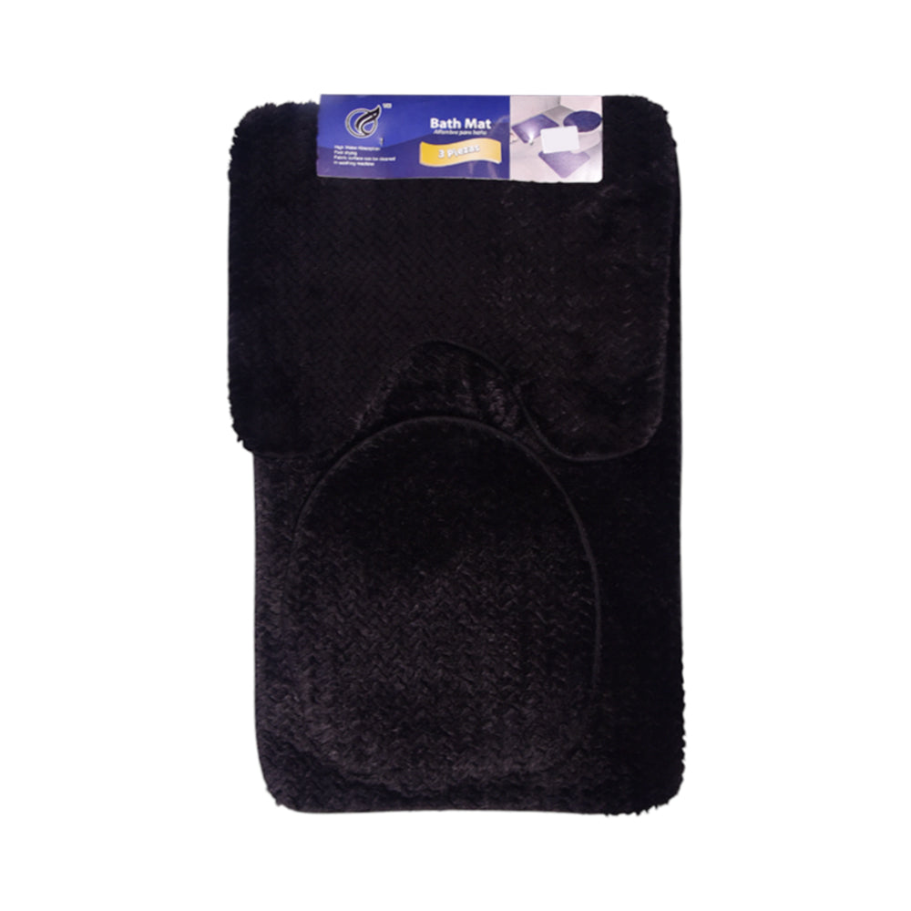 BATH MAT 3PC SET IR BLACK 1030-4 Default Title - MamasJan Household