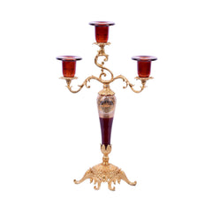 CANDLE STAND CRYSTAL BRASS H-C11-6010 J201B-603 Default Title - MamasJan Decoration