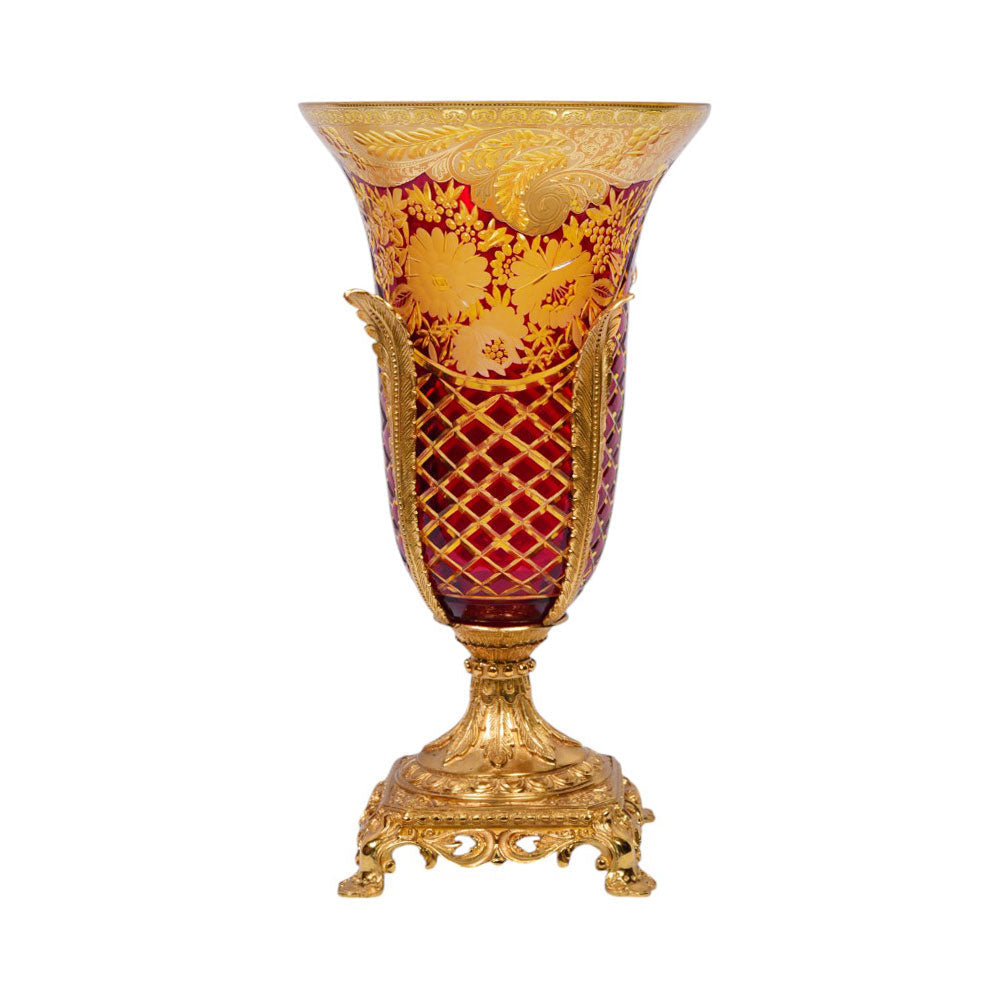 VASE CRYSTAL BRASS IR H-V26-1023 EAC-144A1-C59 Default Title - MamasJan Decoration