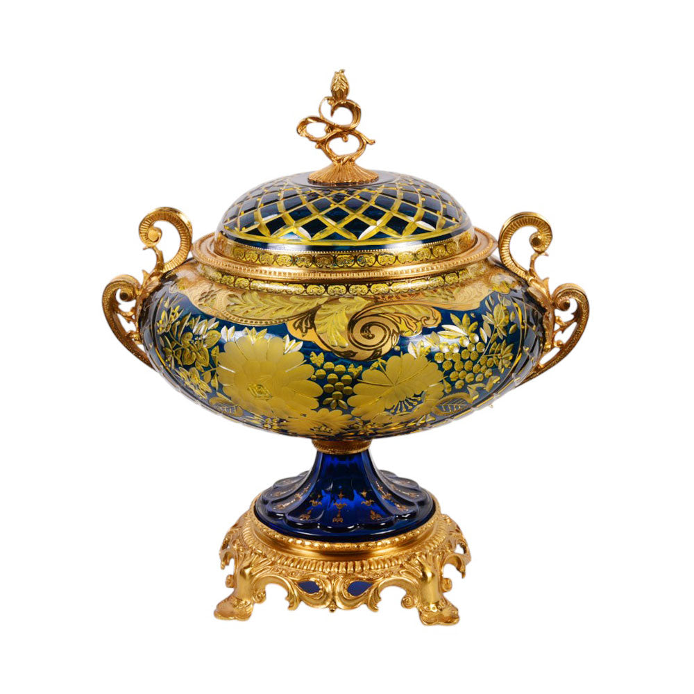 BOWL CANDY CRYSTAL BRASS IR H-J44-2041 EAC-144A1-C58 Default Title - MamasJan Decoration