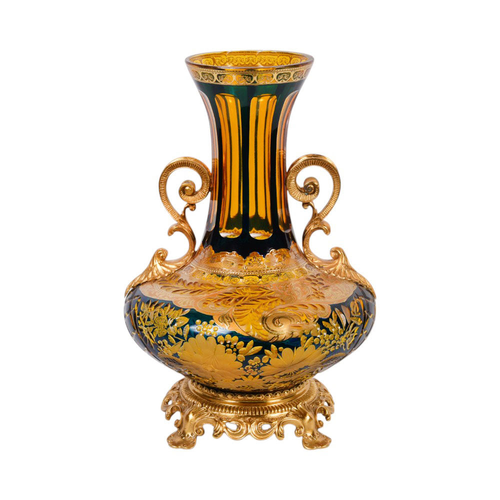 VASE CRYSTAL BRASS IR H-V40-1036 EAC-144A1-C58 Default Title - MamasJan Decoration