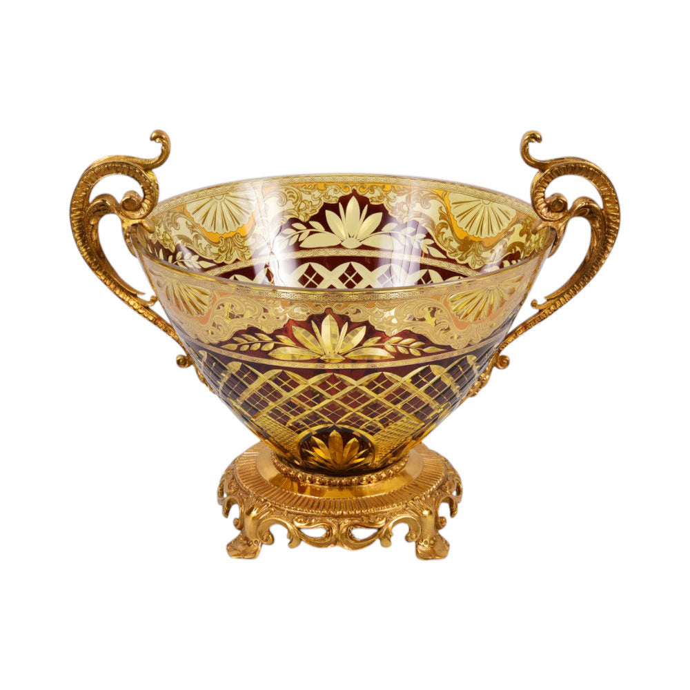 BOWL CRYSTAL BRASS IR H-B30-3027 EAC-148B1-C38 Default Title - MamasJan Decoration