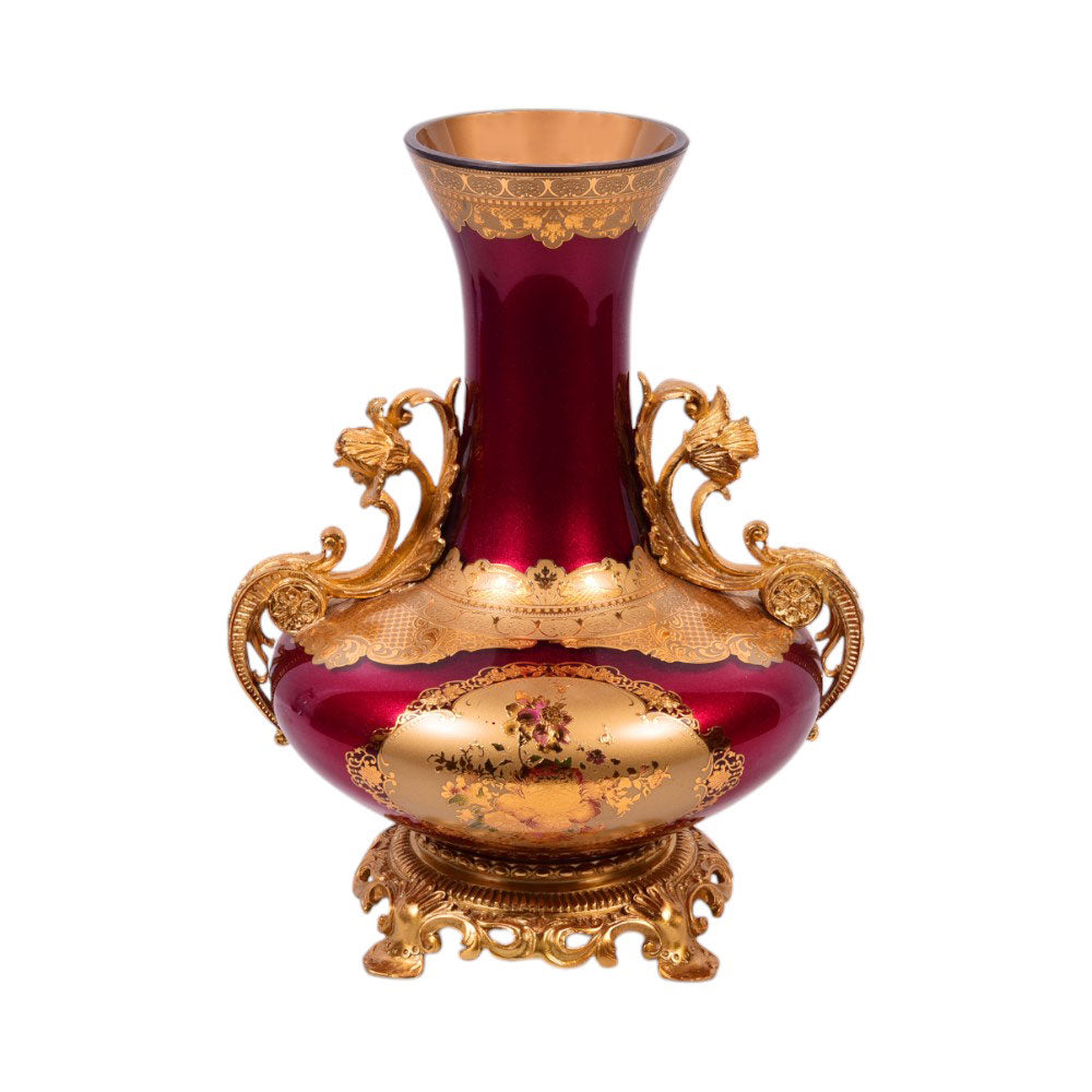 VASE CRYSTAL BRASS IR EV1036-1 PA133-1-C72 Default Title - MamasJan Decoration