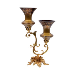 CANDLE STAND CRYSTAL BRESS IR H-C50-6037 PA102RG-C63 Default Title - MamasJan Decoration