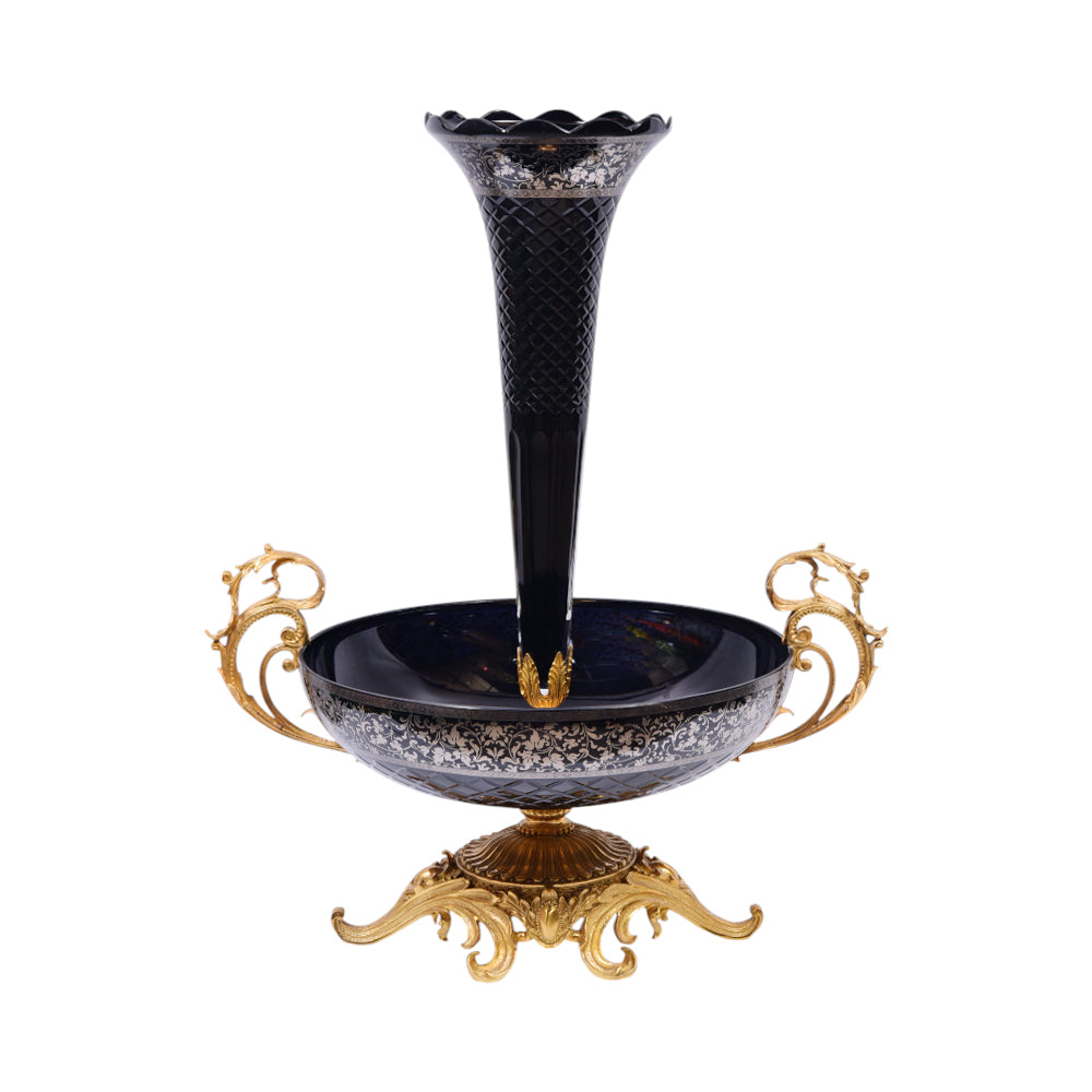 BOWL CRYSTAL BRASS IR H-B10-3008 PCT204-1 Default Title - MamasJan Decoration