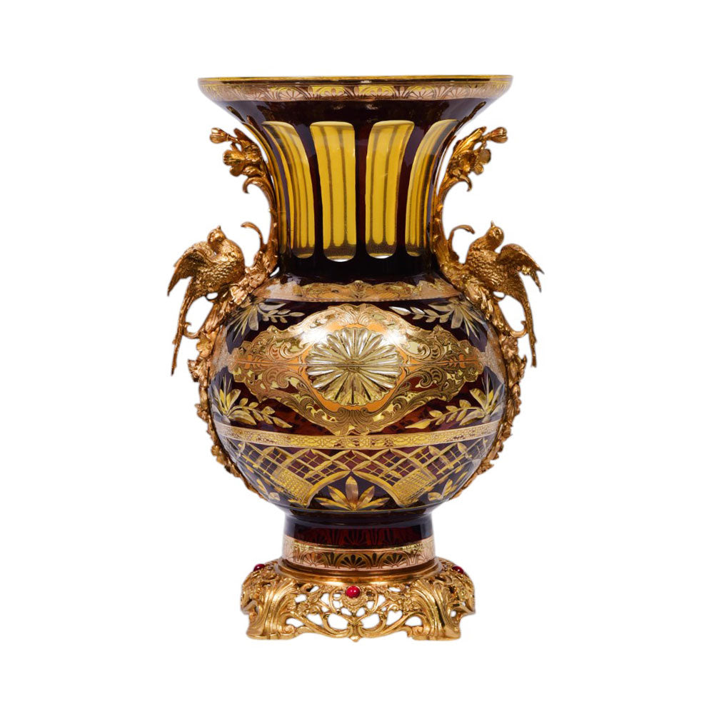 VASE CRYSTAL BRASS IR EV1044-1 EAC-148B1-C38 Default Title - MamasJan Decoration
